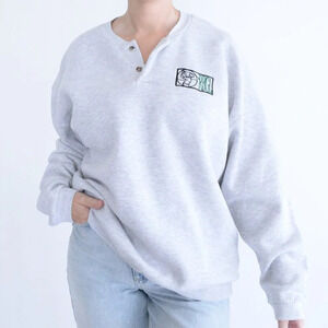 Vintage  Lee Heavyweight Grey Quarter Button RBGL Golf Logo Sweater Size XL